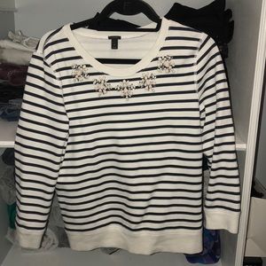 Striped navy and white J.Crew sweater/sweatshirt